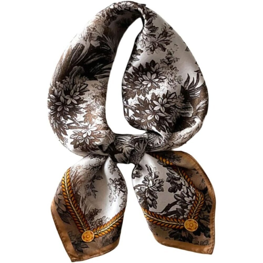 Pure Mulberry Brown Leaves Square Scarf Women Soft Head Neck Scarf Gift Packed